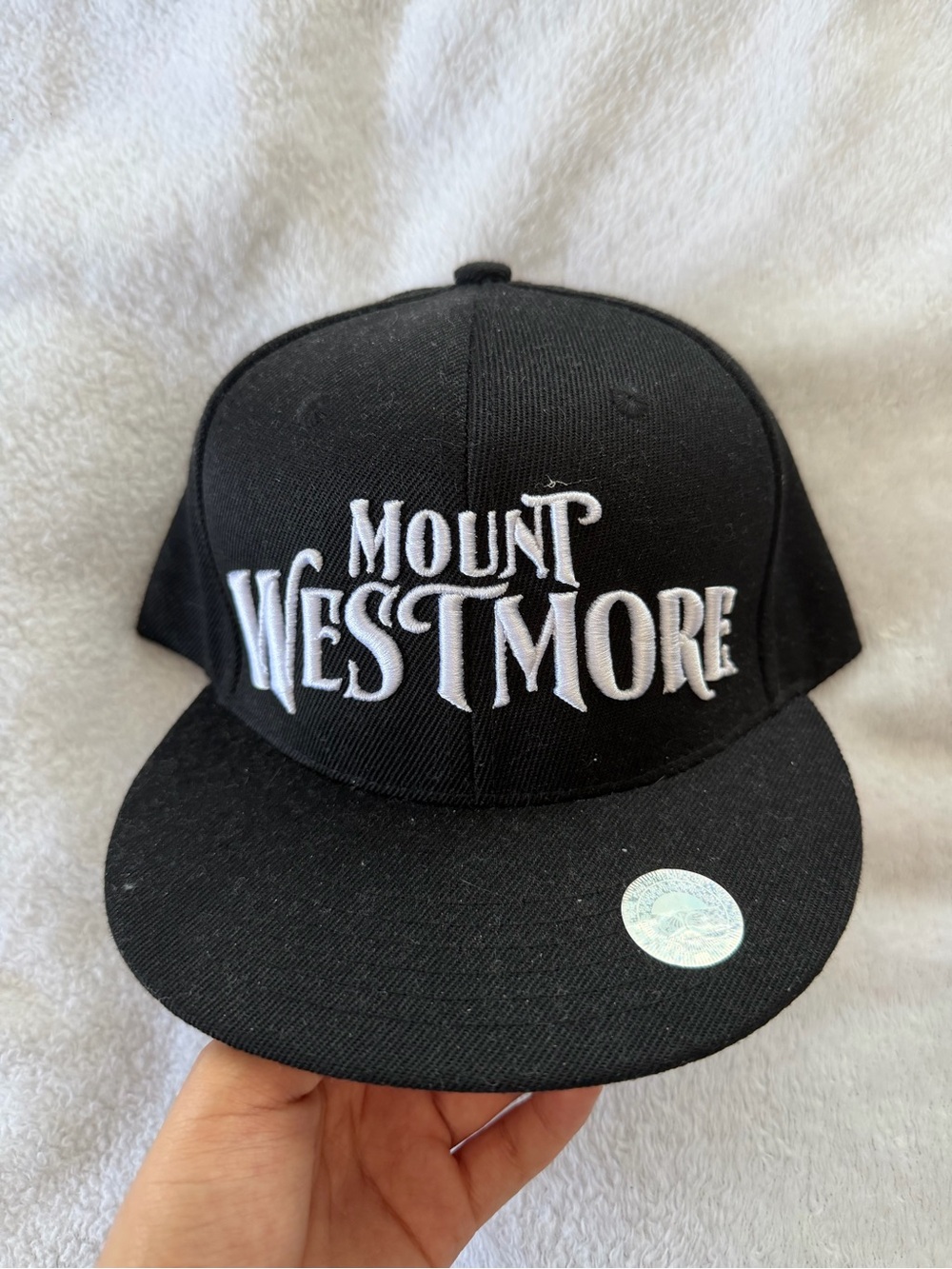 Black Snapback Hat with White Embroidered Logo